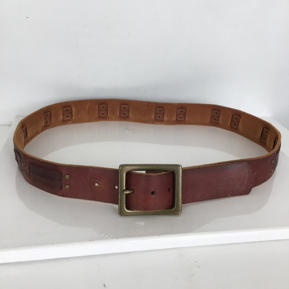 Lucky Brand Brown Woven Renaissance Leather Studded Belt Men’s Size 49 - Picture 6 of 7